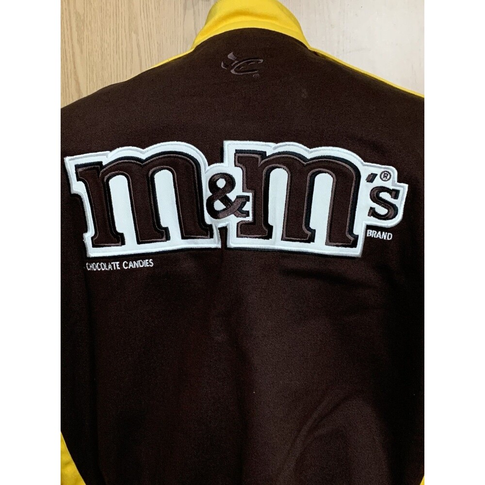 Vintage Chase Authentics M&M Varsity Jacket Men size Med brown yellow NASCAR - Picture 10 of 16